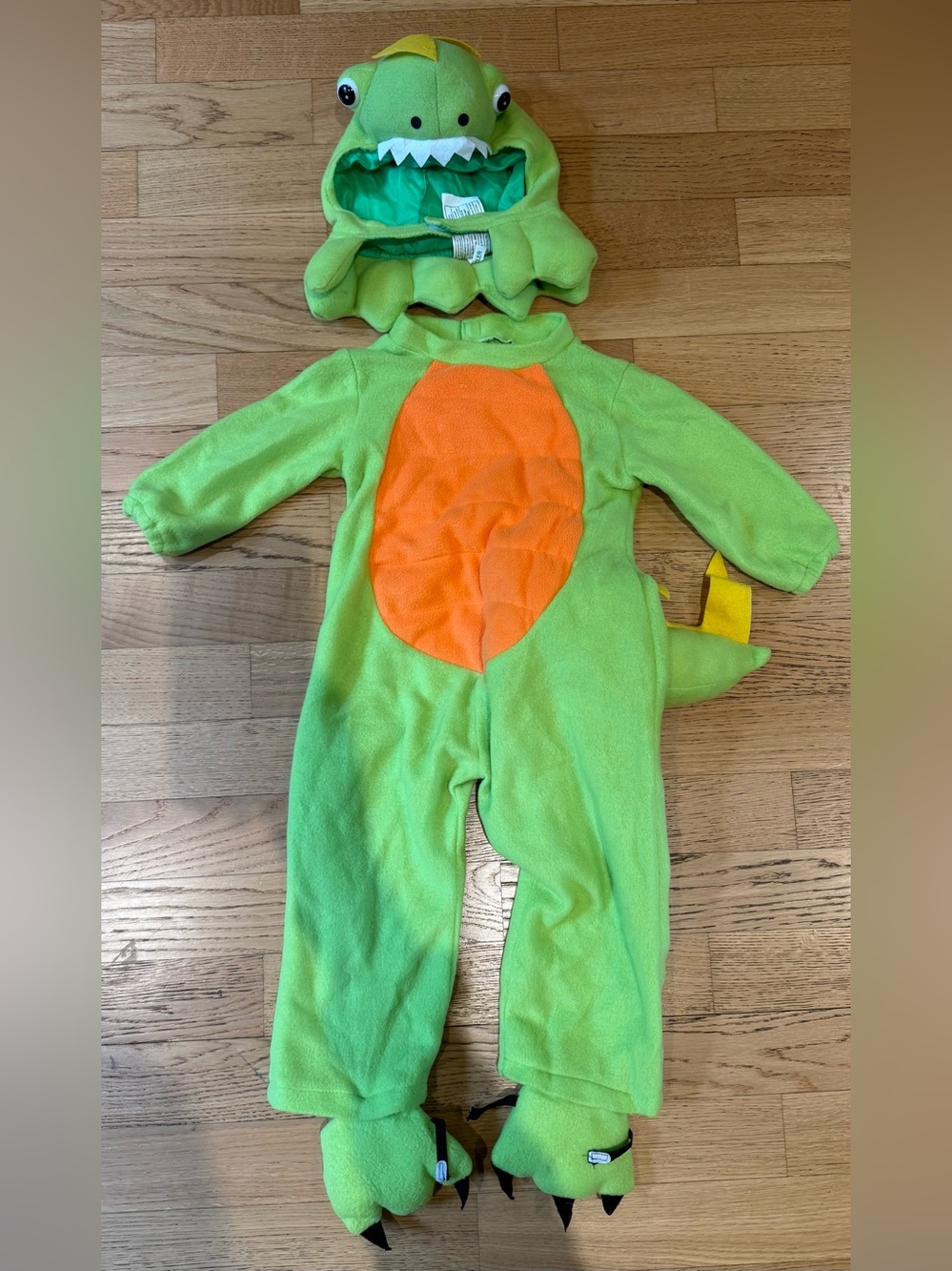 Rubie's Bright Green and Orange Dinosaur Fleece Halloween Costume Toddler
